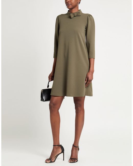 TROIS FLEURS Green Mini Dress Polyurethane, Elastane