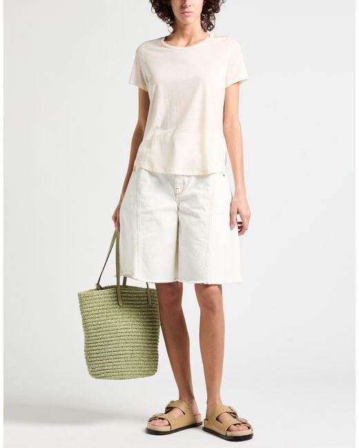 Majestic Filatures White Cream T-Shirt Lyocell, Virgin Wool