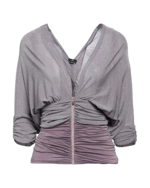 Elisabetta Franchi Gray Top Viscose, Polyamide, Polyester
