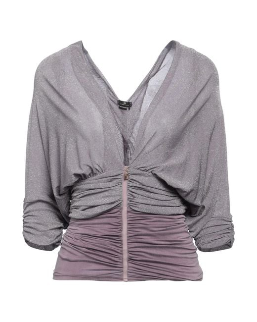 Elisabetta Franchi Gray Top Viscose, Polyamide, Polyester