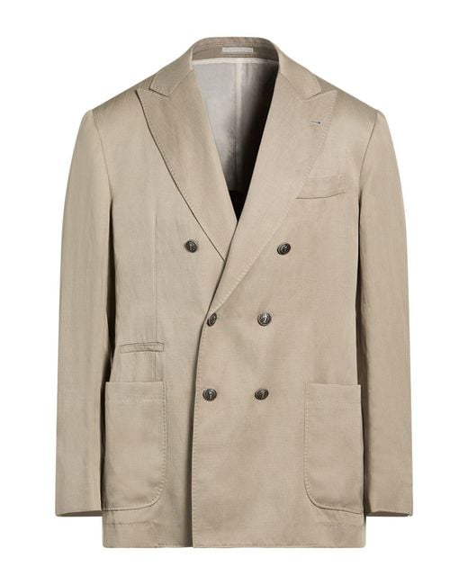 Brunello Cucinelli Natural Blazer Silk, Linen for men