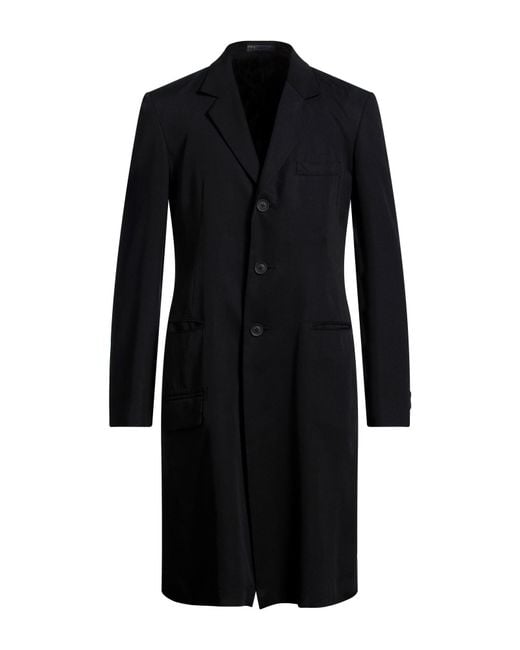 Yohji Yamamoto Black Overcoat & Trench Coat Cellulose for men