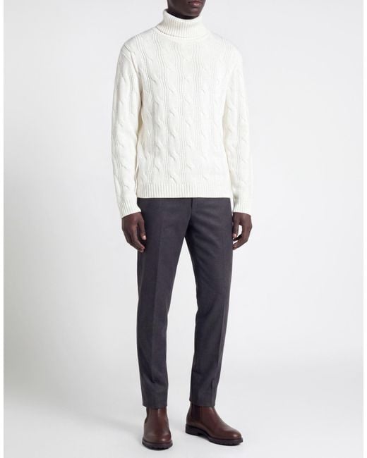BERNESE Milano White Turtleneck Wool, Modal for men