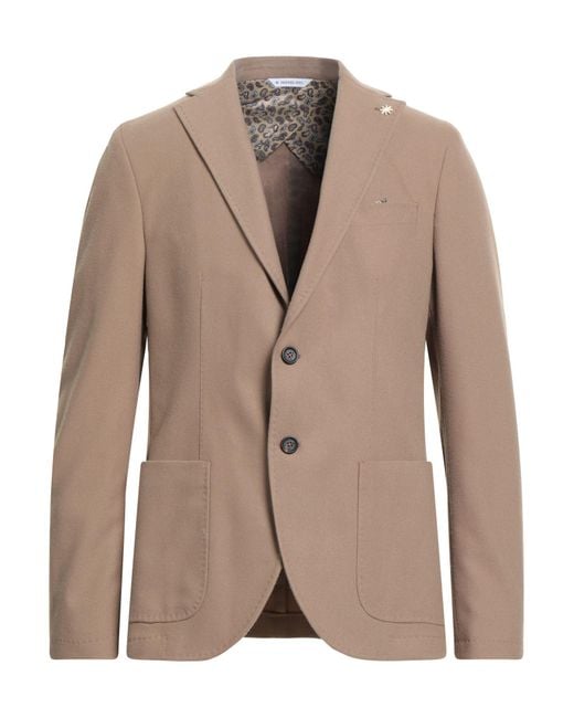 Manuel Ritz Brown Camel Blazer Polyester, Viscose, Elastane for men