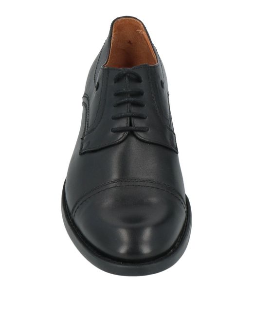 Valleverde Black Lace-Up Shoes Leather for men