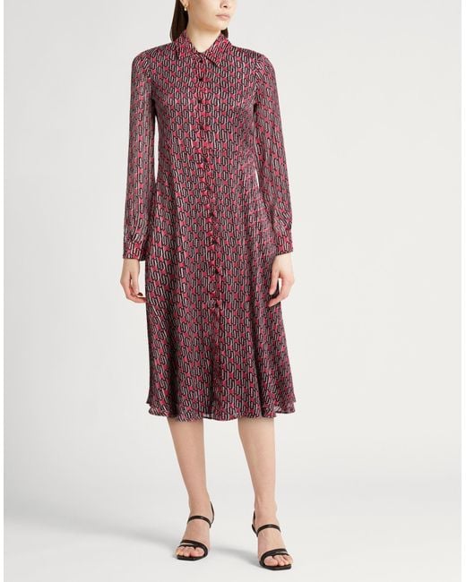 Liu Jo Purple Fuchsia Midi Dress Polyester, Metallic Fiber