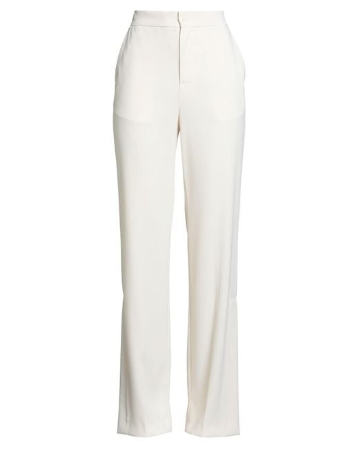 Twinset White Pants Polyester, Elastane