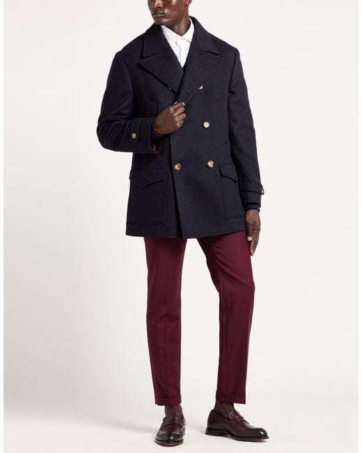 Brunello Cucinelli Blue Midnight Coat Virgin Wool for men