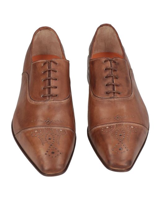 Santoni Brown Lace-Up Shoes Leather for men