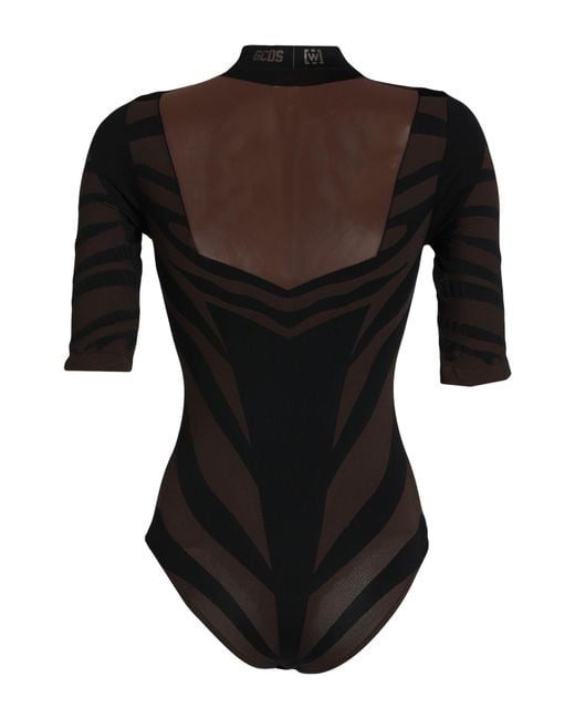 Gcds Black Bodysuit Polyamide, Elastane