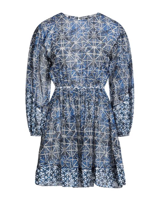 Maje Blue Cutout Printed Cotton-voile Mini Dress
