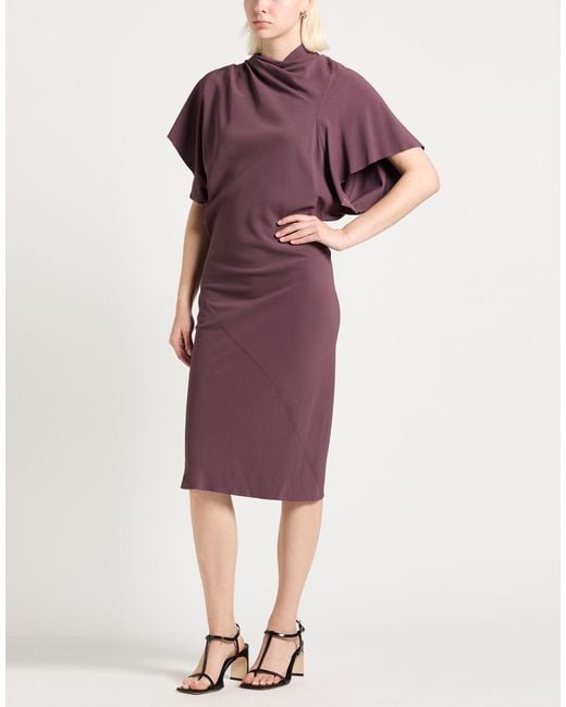 Rick Owens Purple Garnet Midi Dress Viscose, Acetate