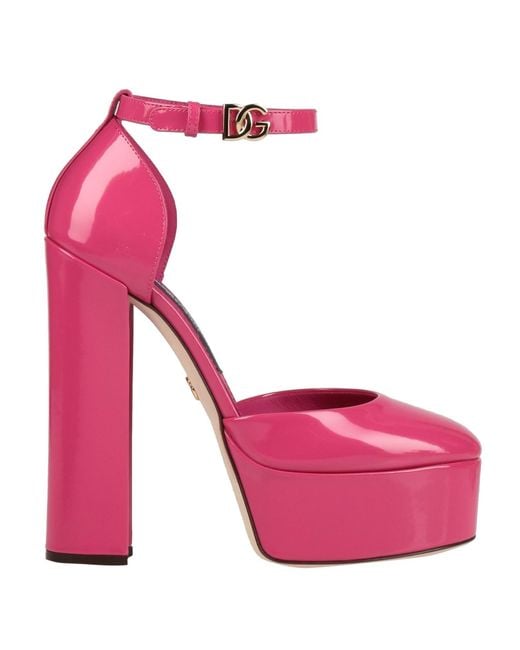 Dolce & Gabbana Pink Logo-plaque Platform Mules