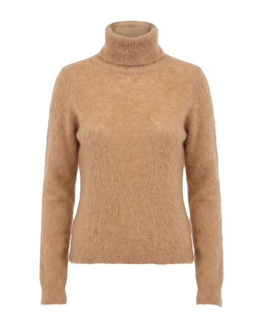 Sportmax Natural Sand Turtleneck Alpaca Wool, Polyamide, Elastane