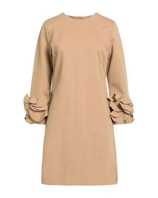 MEIMEIJ Natural Camel Mini Dress Viscose, Polyamide, Elastane