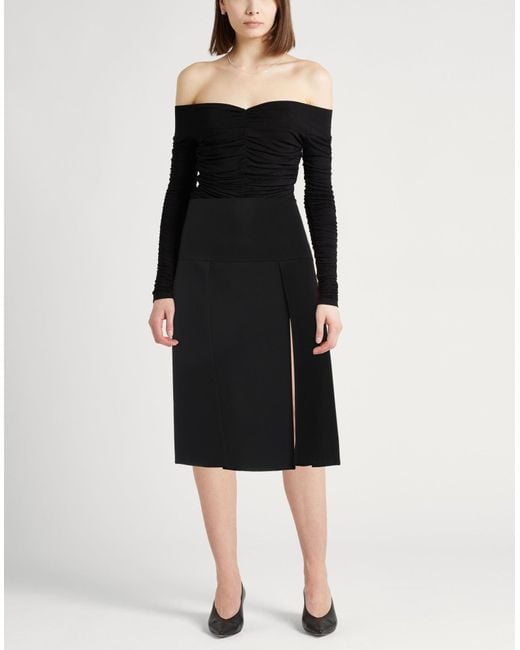 Khaite Black Midi Skirt Viscose, Polyamide