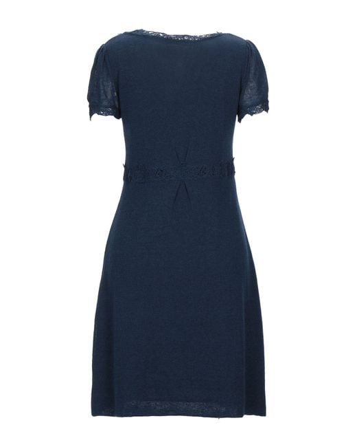 Ermanno Scervino Blue Slate Mini Dress Polyamide, Alpaca Wool, Merino Wool