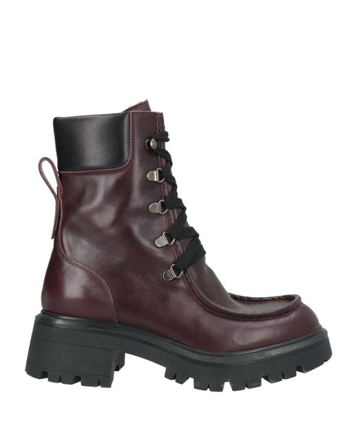 Paola D'arcano Brown Burgundy Ankle Boots Leather