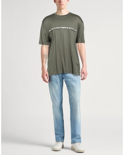Emporio Armani Green T-Shirt Lyocell, Cotton for men