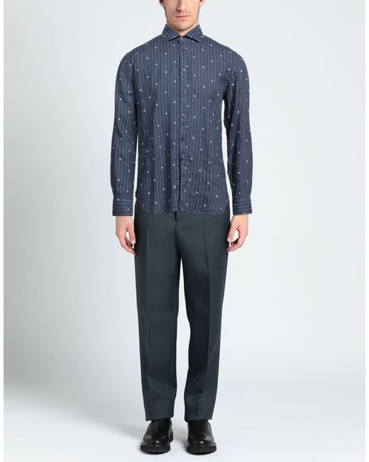 Camicia di 120% Lino in Blue da Uomo