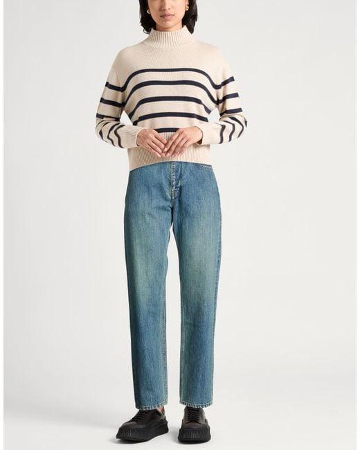 Jil Sander Blue Jeans Cotton, Ovine Leather