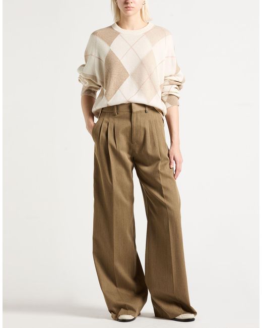 Burberry Natural Khaki Pants Virgin Wool