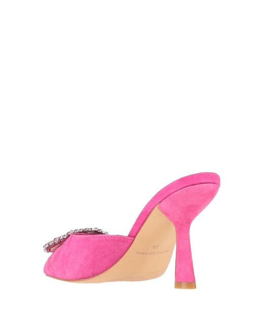 Alma En Pena. Pink Fuchsia Mules & Clogs Leather