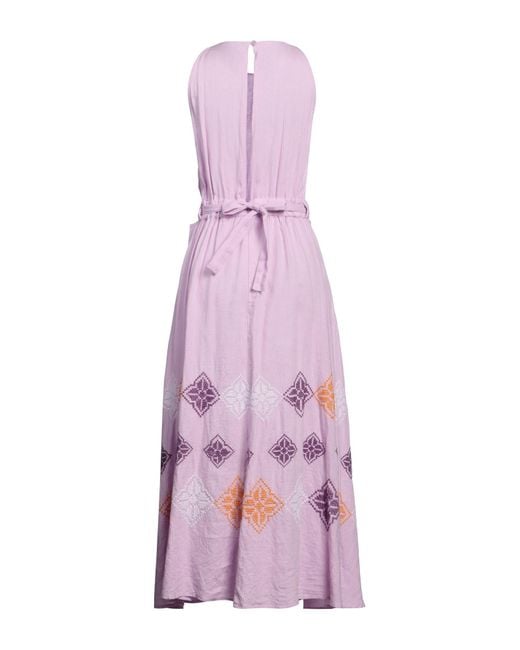 Sandro Pink Embroidered Linen-gauze Midi Dress