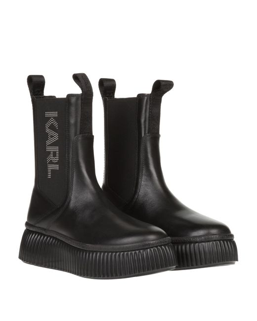 Karl Lagerfeld Black Kreeper Karl Logo Midi Boots