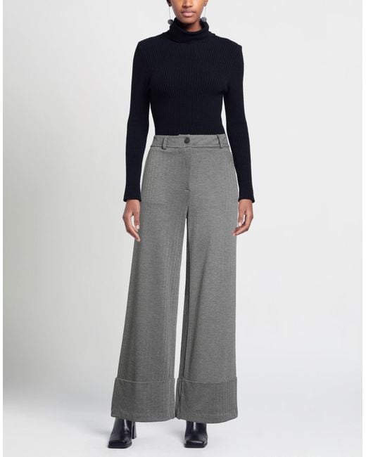 Peperosa Gray Pants Viscose, Polyamide, Elastane