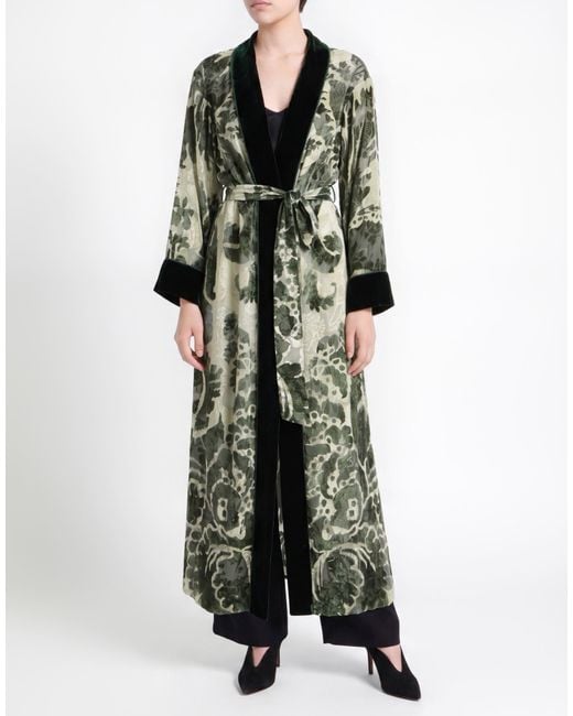 F.R.S For Restless Sleepers Green Overcoat & Trench Coat Viscose, Silk