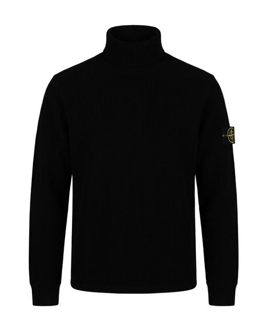 Stone Island Black Turtleneck Polyamide, Wool for men