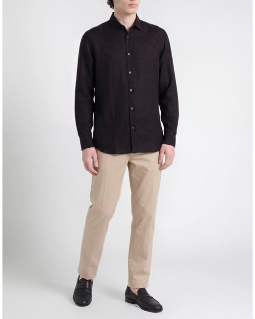 Messagerie Black Shirt Linen, Viscose for men