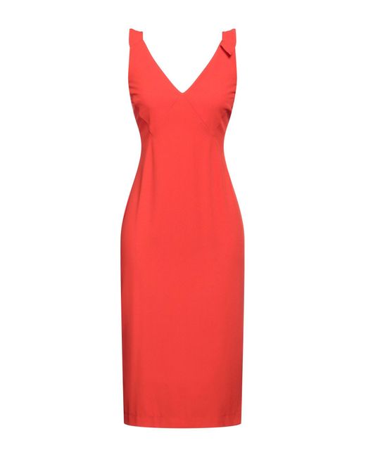 Soallure Red Midi Dress Polyester, Elastane