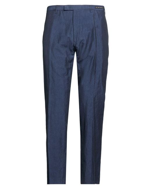 PT Torino Blue Slate Pants Linen, Cotton for men