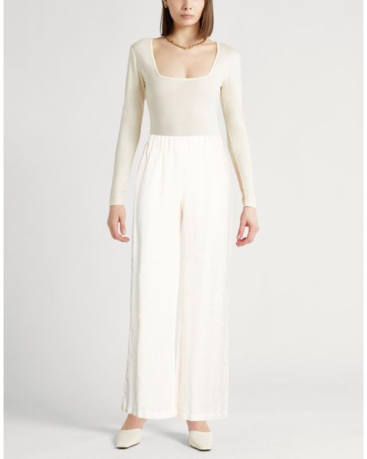 120% Lino White Ivory Pants Linen