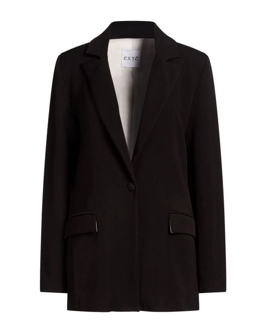 Exte Black Blazer Polyester, Viscose, Elastic Fibres