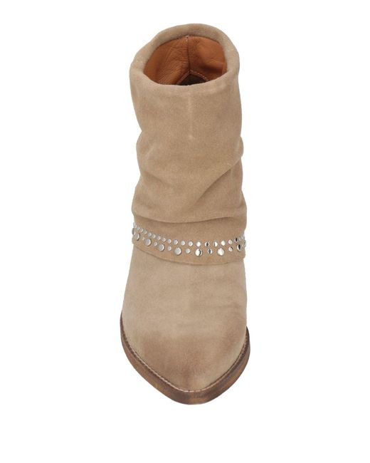 GISÉL MOIRÉ Brown Sand Ankle Boots Leather