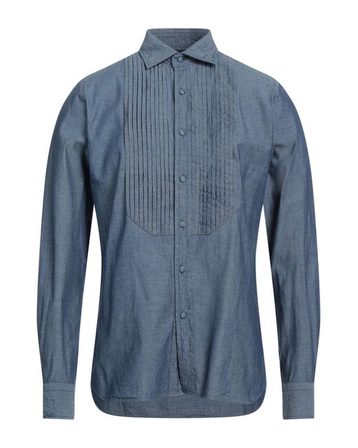 Tagliatore Blue Slate Shirt Cotton for men