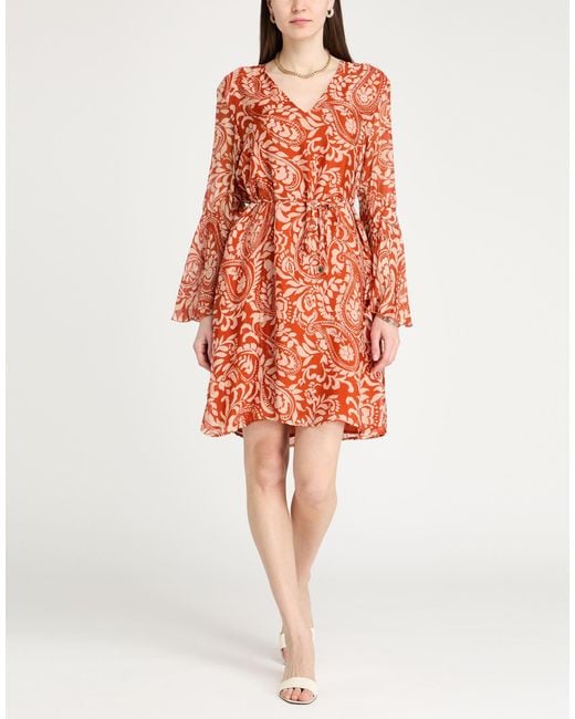 Liu Jo Orange Mini Dress Viscose, Silk