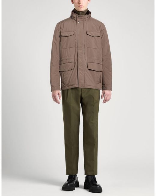 Fedeli Brown Coat Polyester, Merino Wool, Cashmere for men