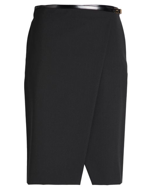 Philosophy Di Lorenzo Serafini Black Midi Skirt Polyester, Virgin Wool, Elastane, Polyurethane Resin