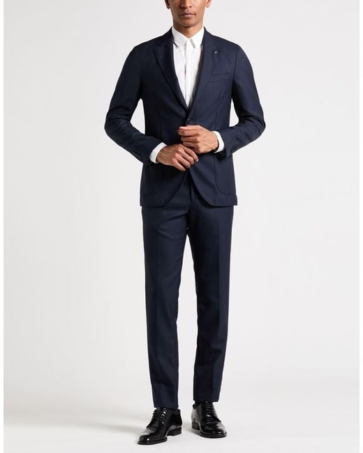 Lardini Blue Midnight Suit Wool for men