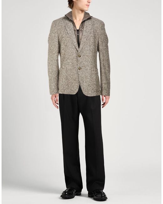 Boss Gray Taupe Jacket Cotton, Virgin Wool, Polyester for men
