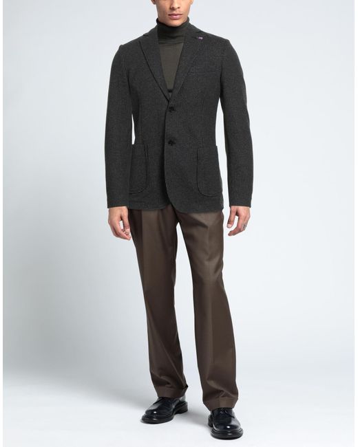 DISTRETTO 12 Black Blazer Polyester, Viscose, Elastane for men