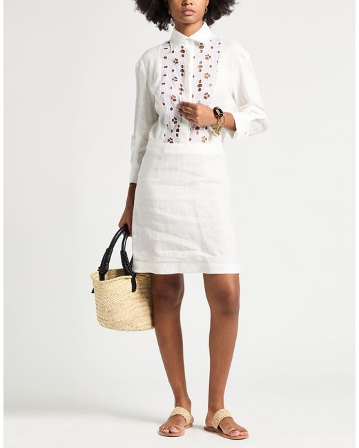 Barba Napoli White Mini Dress Linen