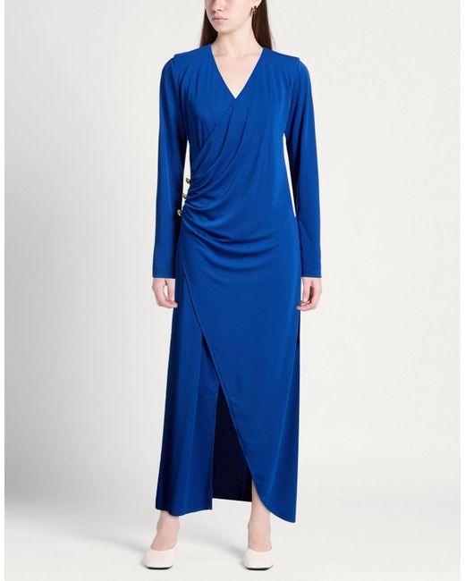 Futur Blue Maxi Dress Polyester, Elastane
