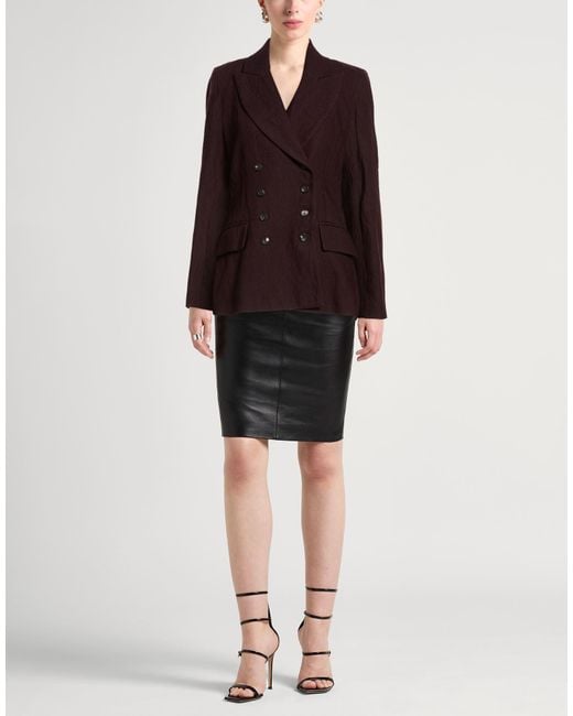 Masnada Brown Plum Blazer Wool, Cotton, Metal