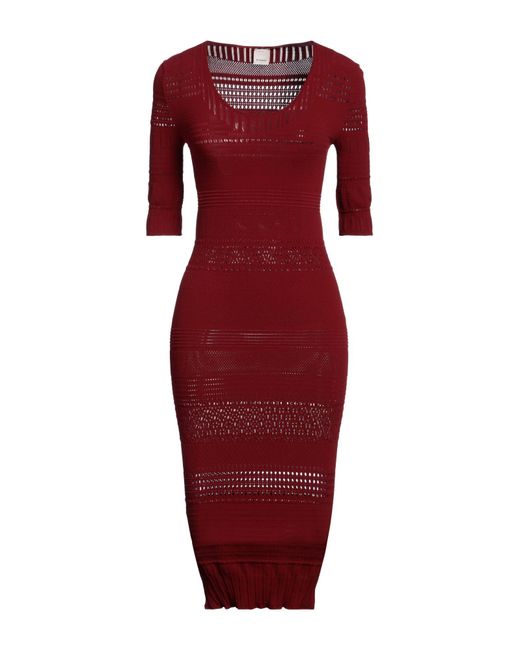Pinko Red Brick Midi Dress Polyamide, Cotton, Elastane
