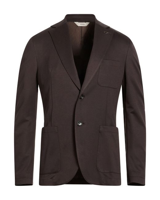Paoloni Brown Chocolate Blazer Cotton, Polyamide, Elastane for men